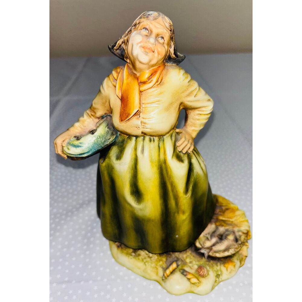 CAPODIMONTE A. Borsato "Fisherman's Wife" Figurine, 1980s Milan, Italy